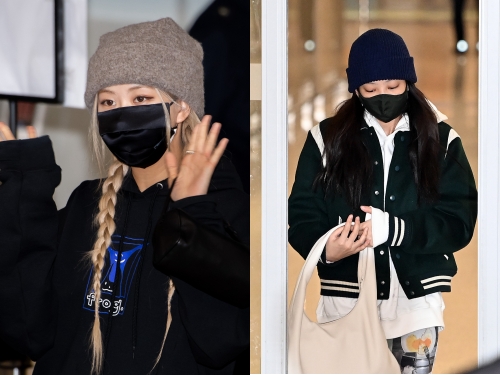 BLACKPINKロゼ＆ジェニー、米LAから無事帰国。ニット帽が主役の“ストリートルック”【PHOTO】