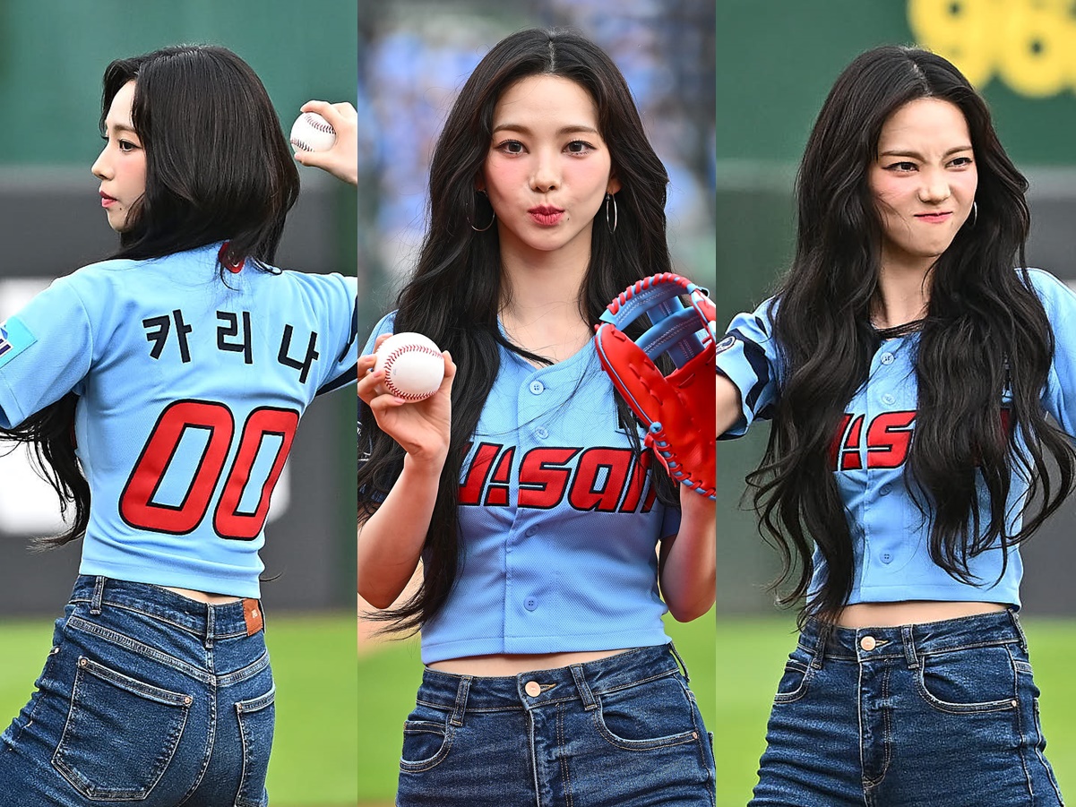 【写真】aespa・カリナが韓国プロ野球の始球式に登場！“ドラ1級”の美貌と完璧ノーバン投球に球場騒然