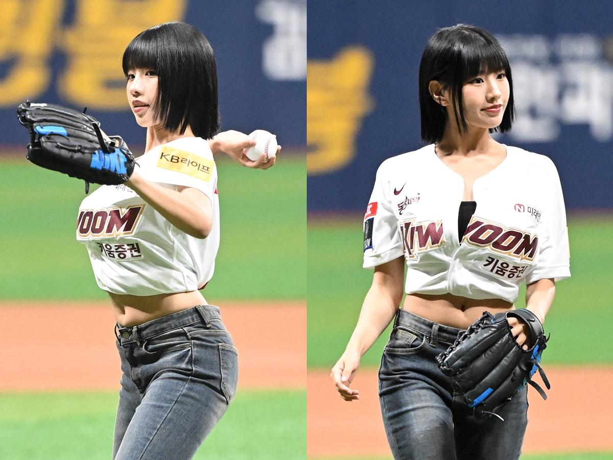 【写真】魅力抜群のノーバン投球！KISS OF LIFE・ナッティの始球式にプロ野球ファン虜