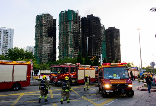 香港​​​​​​​の火災現場の様子