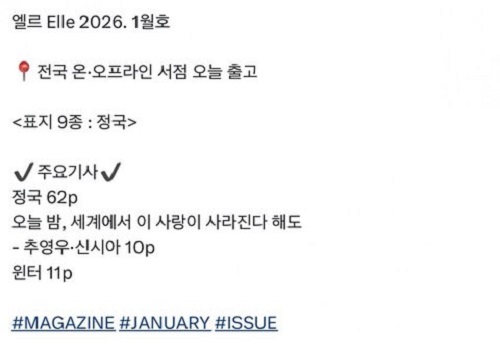 『ELLE』1月号に登場する芸能人